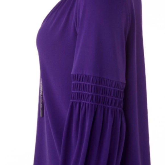 Michael Kors Smocked Sleeve Peasant Top in Iris - Picture 4 of 5